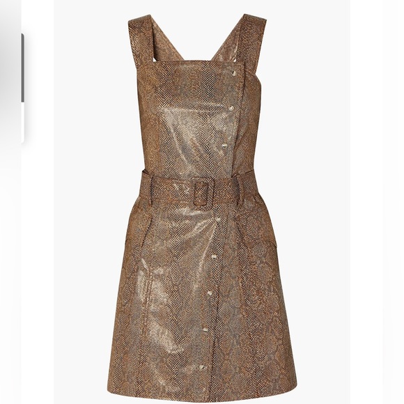 Nanushka lorena belted snake effect vegan leather mini  Dress - Picture 3 of 11